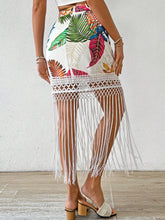 Holiday Women Tasseled Plant Printed Skirt Vacation Beach Outfit